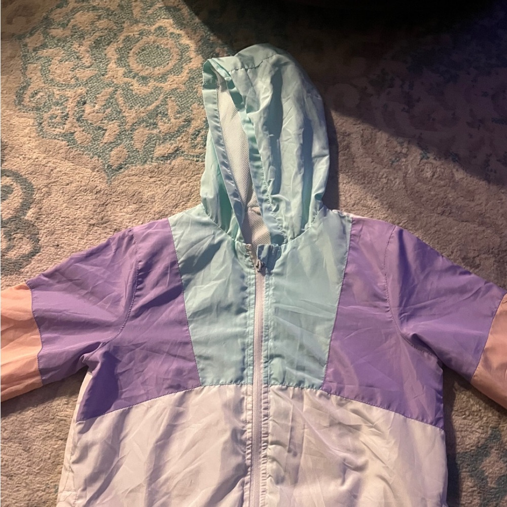 Ideology Blue and Purple Raincoat with Color Block Design